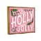 Stupell Industries Bold Pink Holly Jolly Phrase Framed Floater Canvas Wall Art
